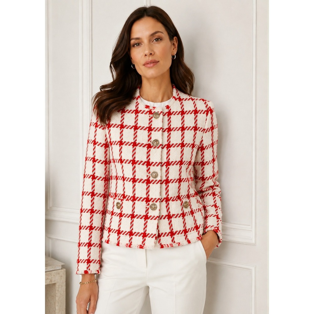 Ann Taylor Blazer Jacket Women's Sz 4 Textured Woven Tweed Preppy Office